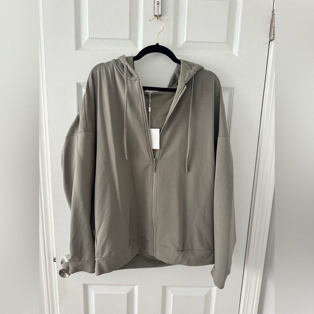 Meshki basics zip up hoodie sage green